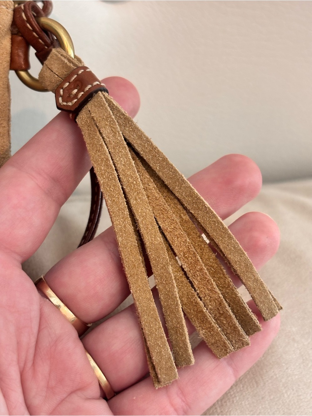 COACH Y2K Leatherware Tan Suede Tassle Wristlet - Picture 12 of 14